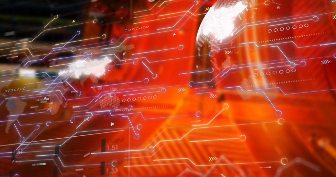 Abstract High-Tech Digital Interface with Global Connections