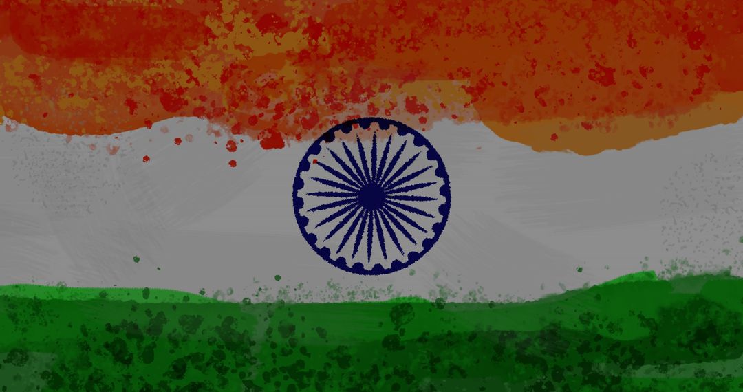 Grunge Indian Flag with Digital Effects on Independence Day