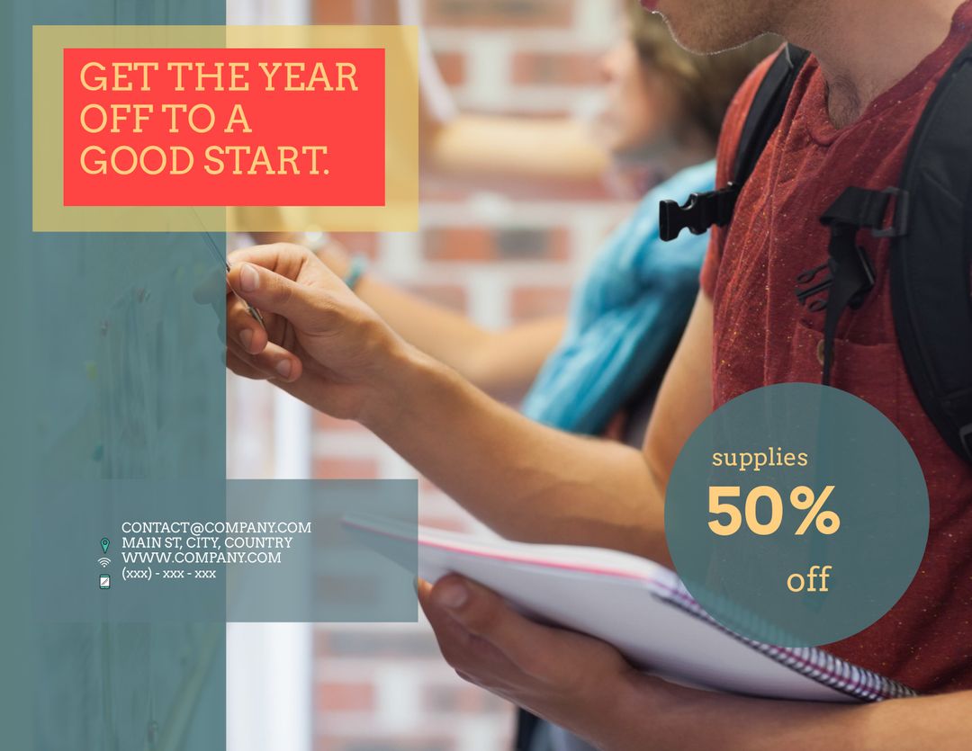 Student Preparing for New Academic Year with School Supplies