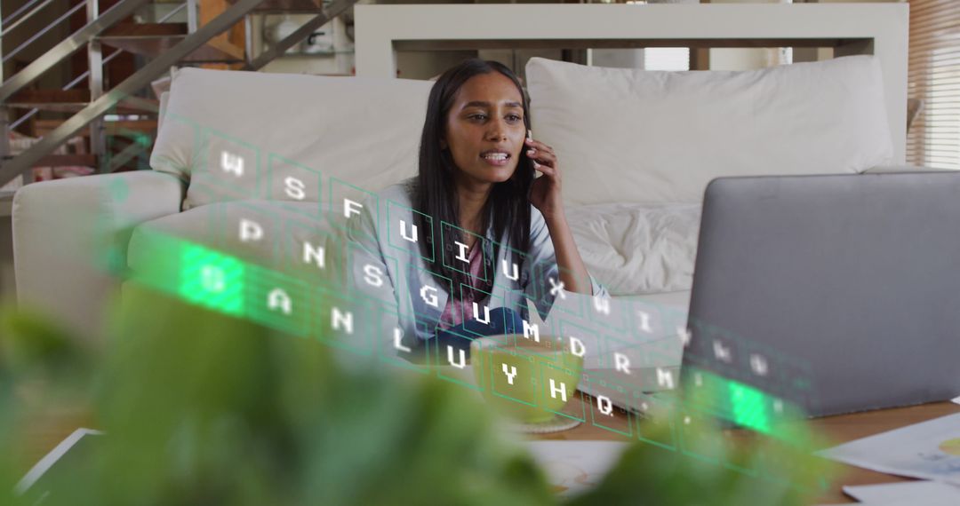 Data Processing Concept with Woman Using Smartphone