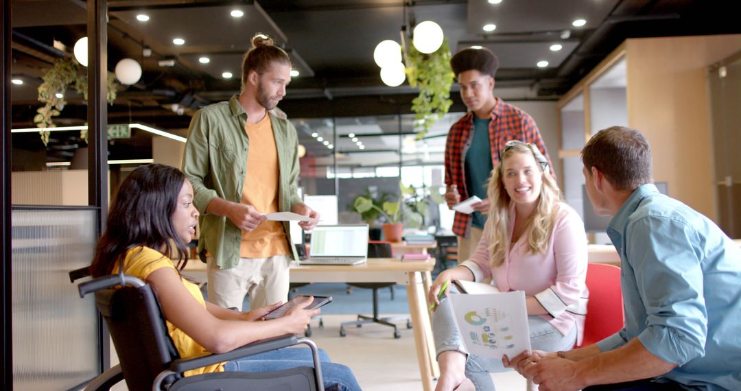 Inclusive Office Meeting with Diverse Team Collaborating