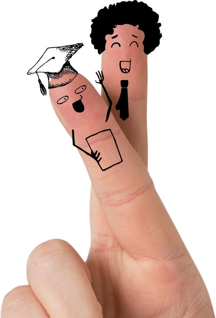 Transparent Fingers Decorated with Smiley Faces and Student Characters