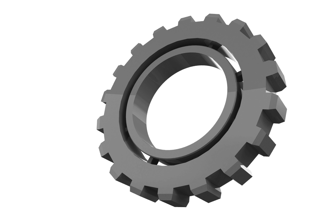 3D Rendering of Grey Gear on Transparent Background, Mechanical Element