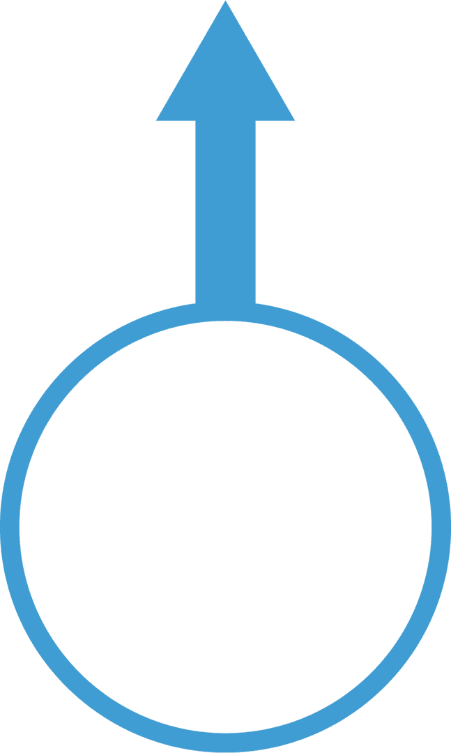 Blue Male Symbol with Upward Arrow on Transparent Background