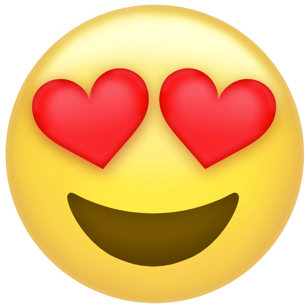Heart-Eye Emoticon on Transparent Background