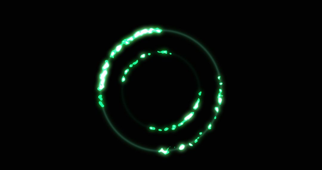 Digital Green HUD Circle with Dynamic Sparks