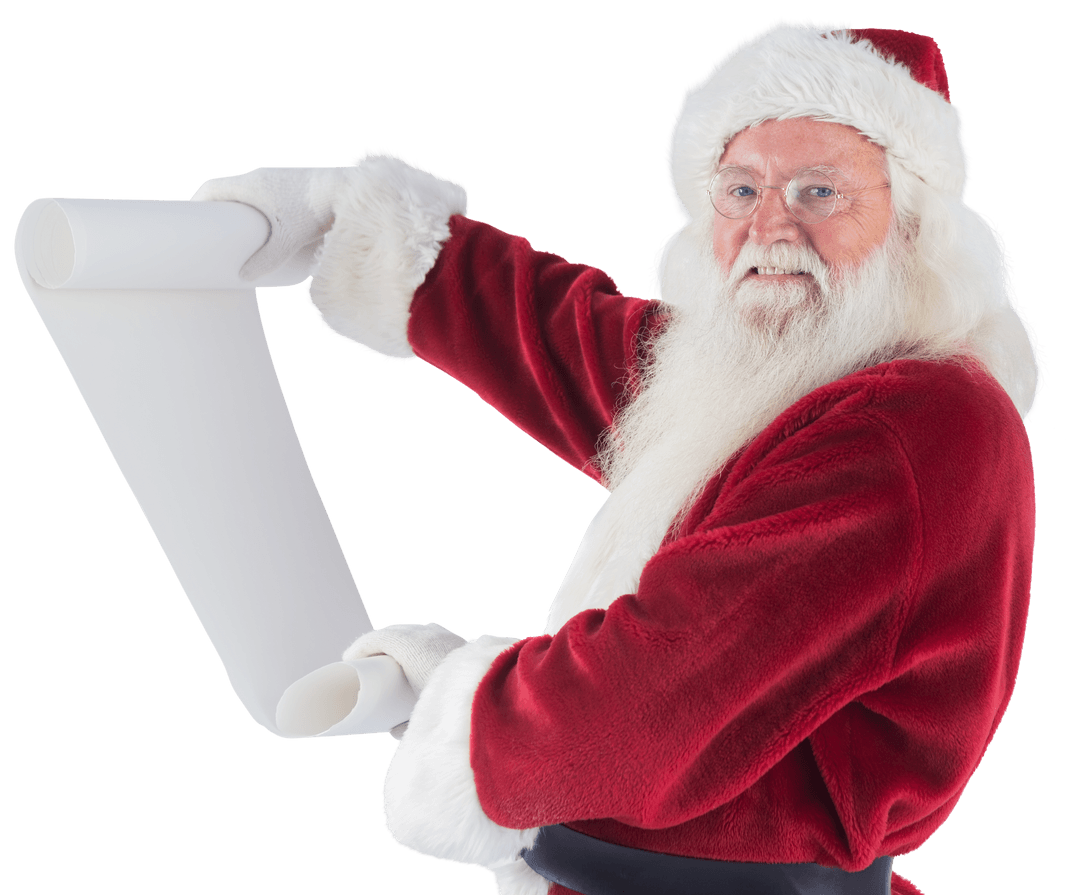Santa Claus Holding Transparent List Checking Roll