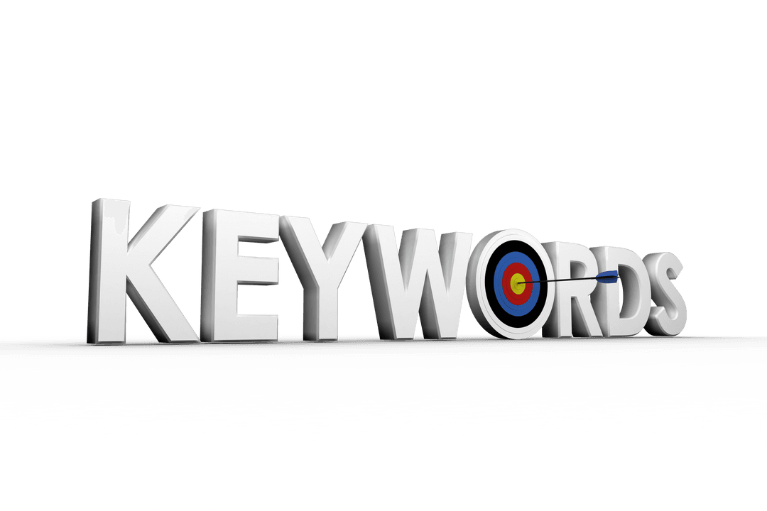 Keyword Concept with Target and Arrow on Transparent Background