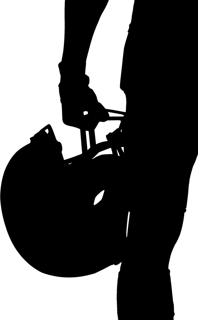 Silhouette of Rugby Player's Hand with Helmet on Transparent Background