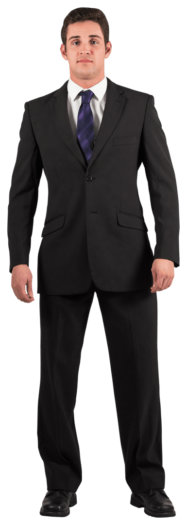 Transparent Businessman Standing in Black Suit