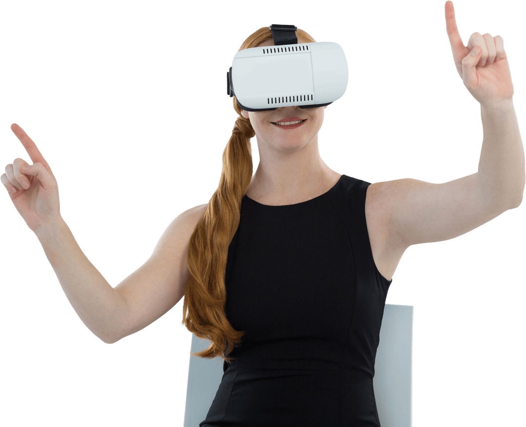 Female Executive Engaging With Augmented Reality in Transparent Trend