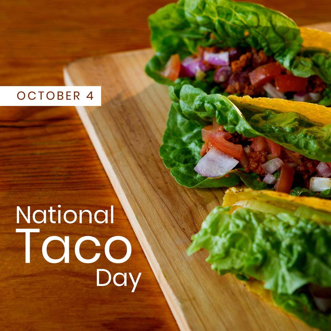 Delicious Tacos Celebrating National Taco Day on October 4 - Download Free Stock Templates Pikwizard.com