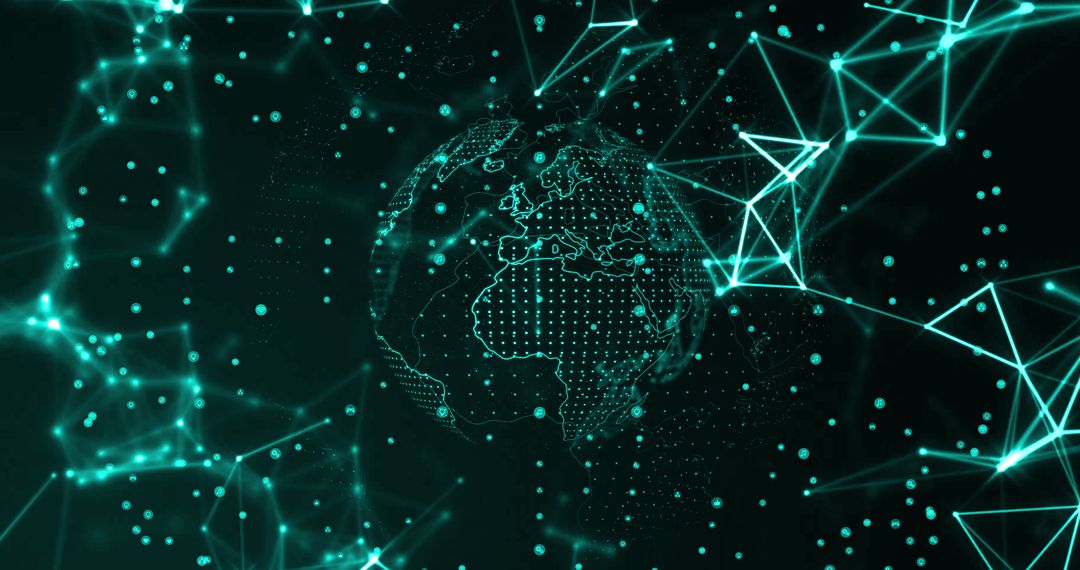 Digital Global Network with Spinning World Concept