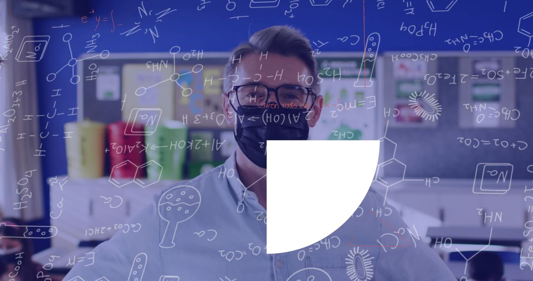 Science Teacher Writing Chemical Formulas in Classroom Laboratory