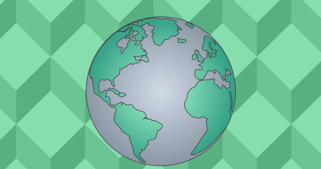 Digital Globe with Green Geometric Background Concept