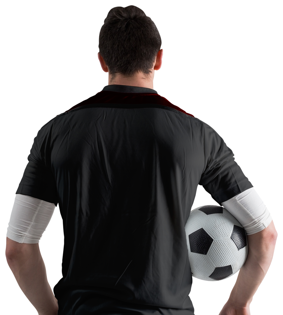 Transparent Back View of Football Player in Black Holding Soccer Ball - Download Free Stock Images Pikwizard.com