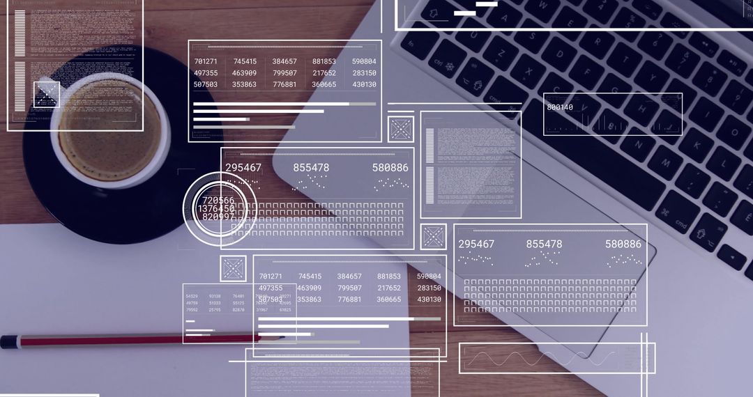 Digital Data Visualization with Laptop and Coffee