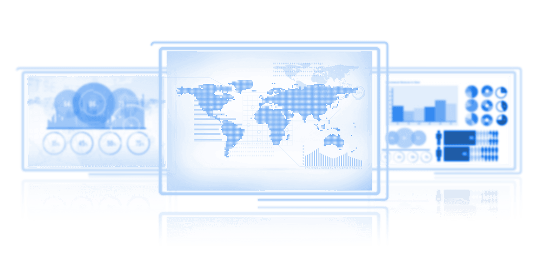 Transparent Digital Dashboard with World Map and Business Analytics