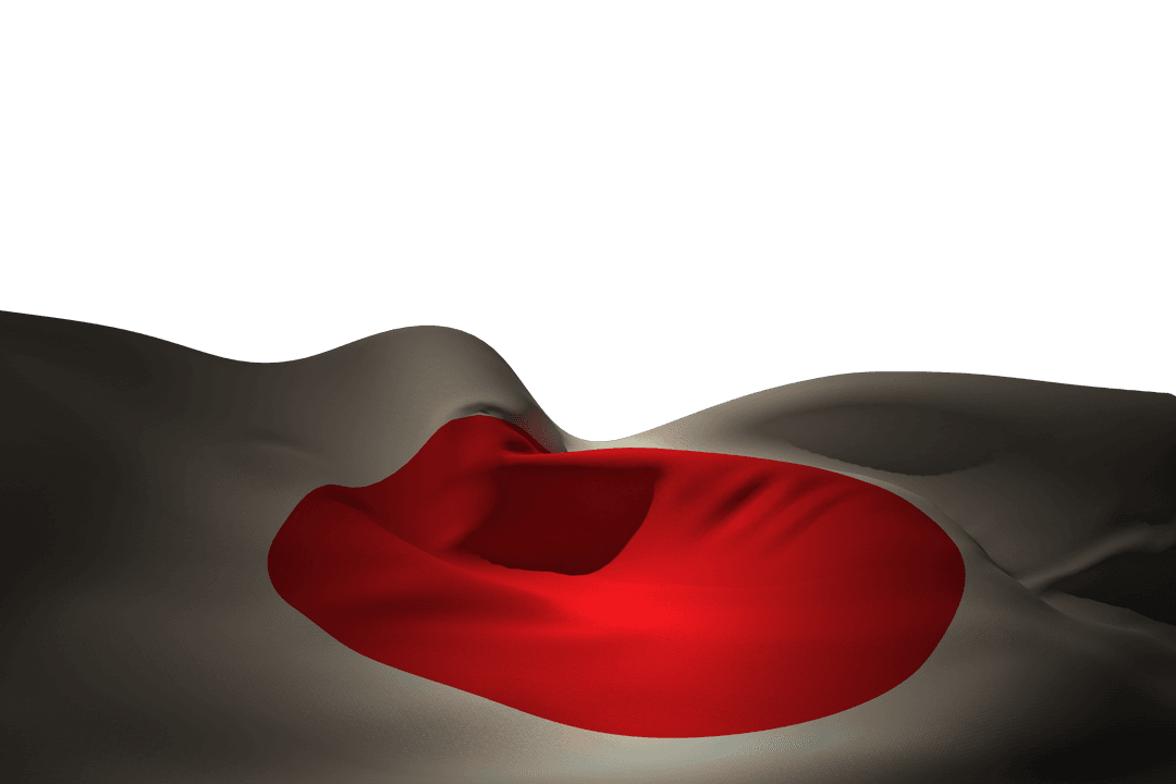Transparent 3D Japanese Flag Wave Effect Illustration