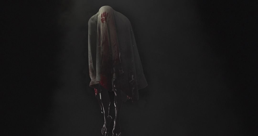 Mysterious Ghost Silhouette with Ominous Red Stain