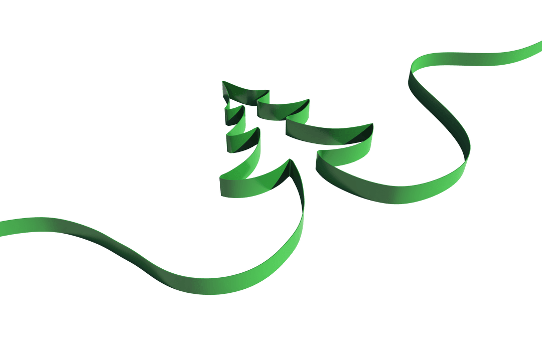 Green Ribbon Fir Tree Illustration on Transparent Background