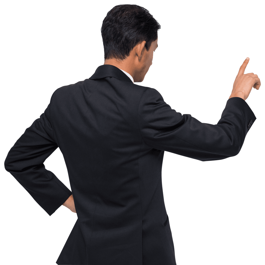 Businessman Gesturing Confidently Finger Point Transparent Background