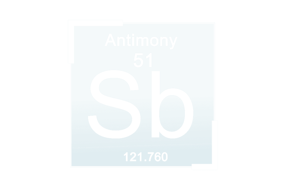 Transparent Antimony Element Icon with Atomic Structure Design