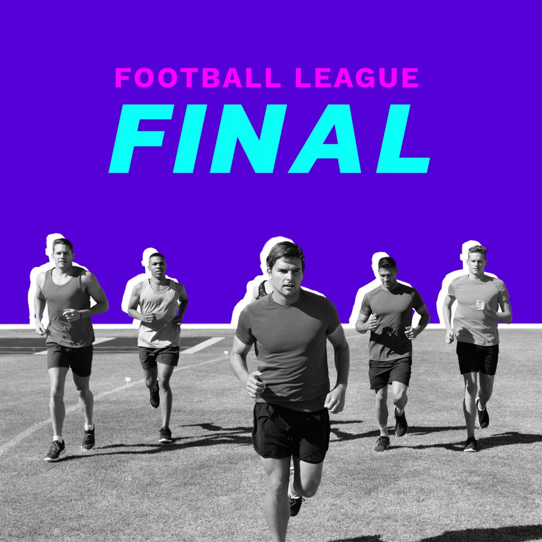 Football League Final Poster with Running Athletes