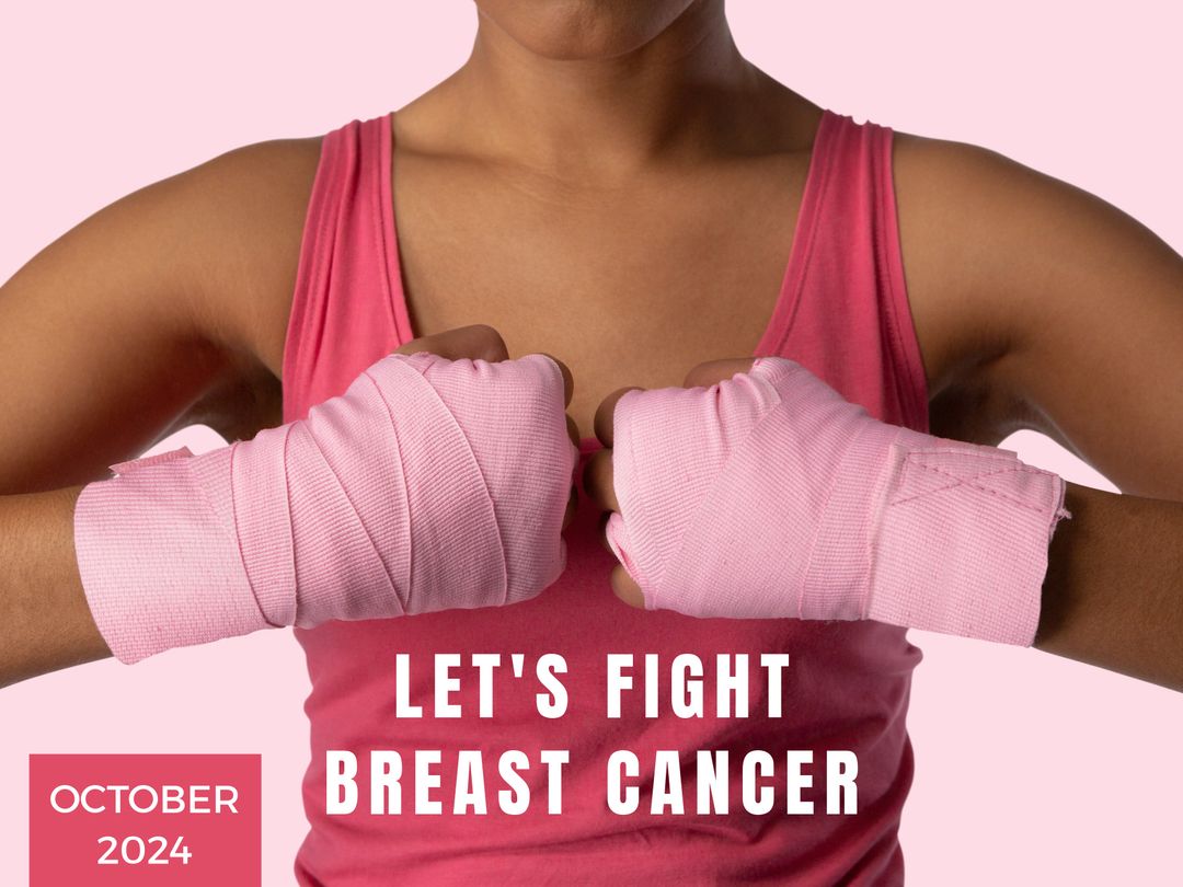 Strong Woman Supporting Breast Cancer Awareness with Pink Boxing Gloves - Download Free Stock Templates Pikwizard.com