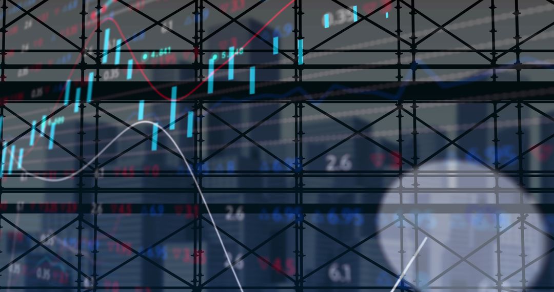 Digital Data Processing Overlaying Scaffolding Structure - Free Images, Stock Photos and Pictures on Pikwizard.com