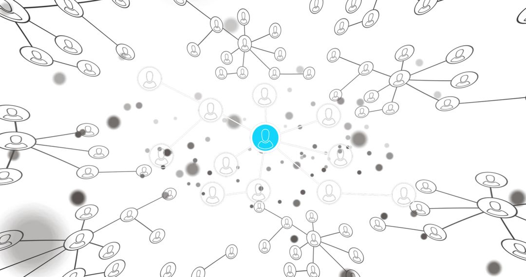 Digital Network Visualization with People Icons on White
