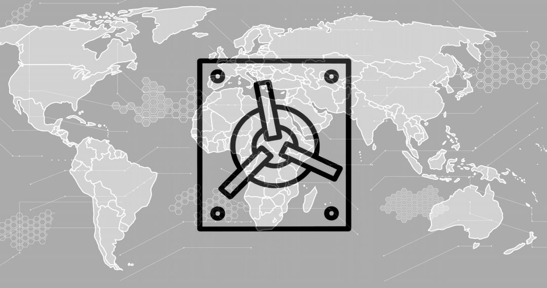 Global Business Communication with Financial Icons on World Map