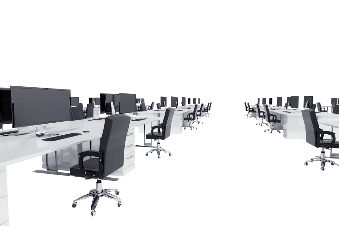 Modern Office Workspace with Transparent Background for Versatile Use