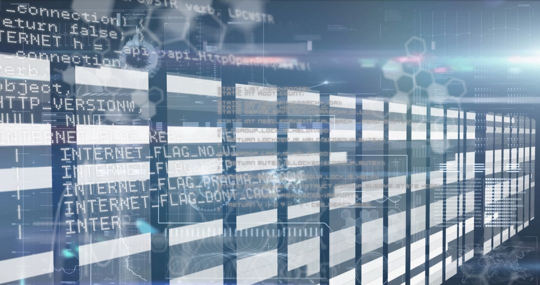 Digital Data Corridor with Futuristic Matrix and Glowing Code