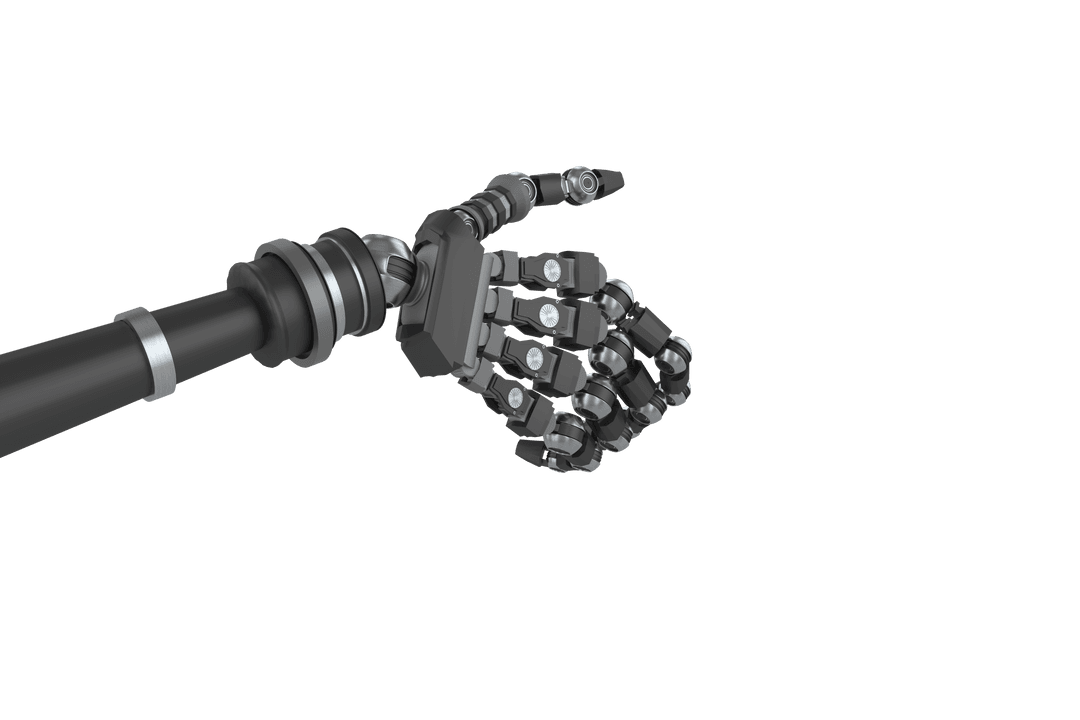Robotic Hand Digital Illustration on Transparent Background
