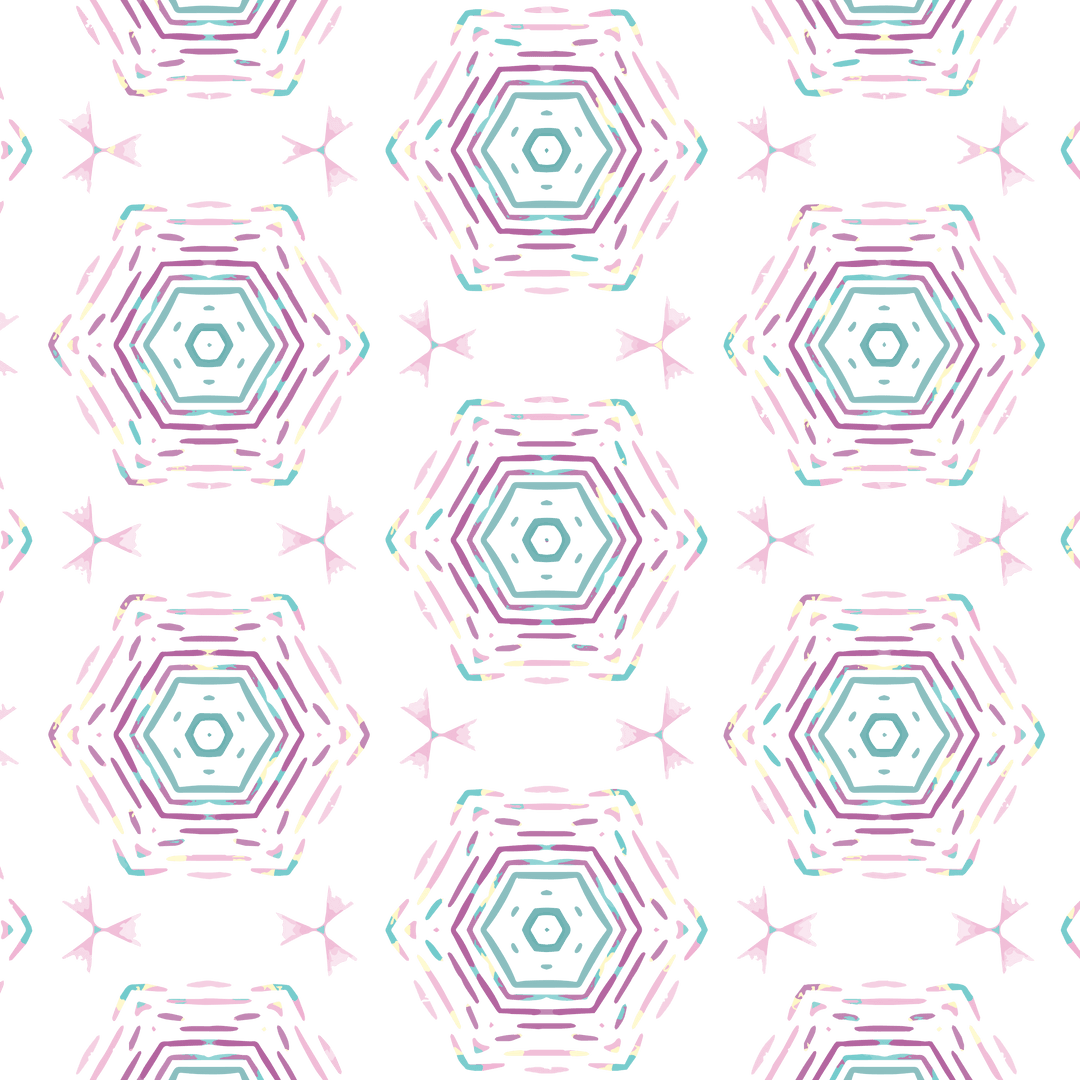 Colorful Hexagon Pattern Background on Transparent Canvas