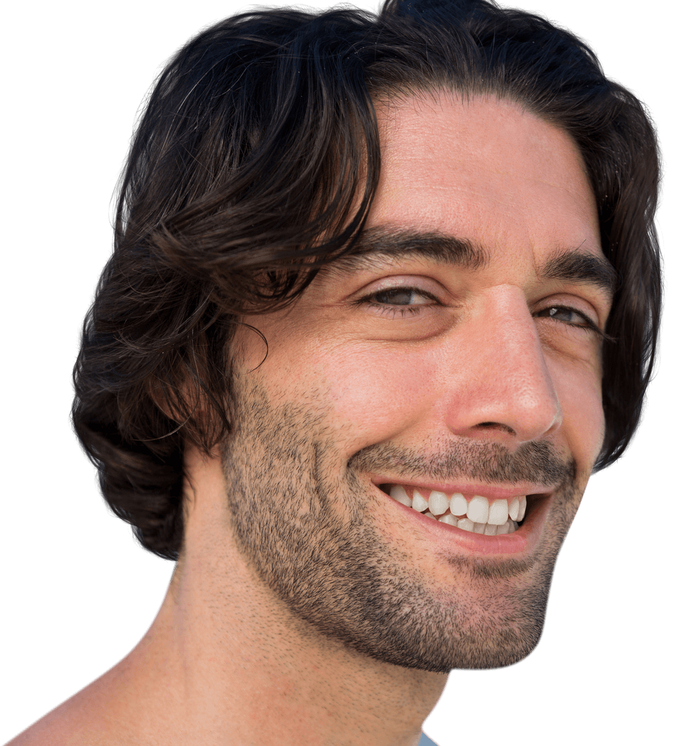 Transparent Smiling Young Man Close Up Portrait