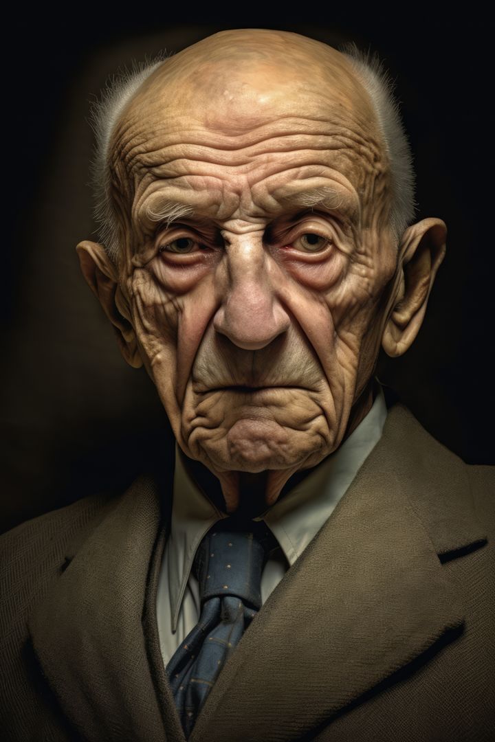 Serious Elderly Man in Business Suit with Deep Wrinkles - Free Images, Stock Photos and Pictures on Pikwizard.com