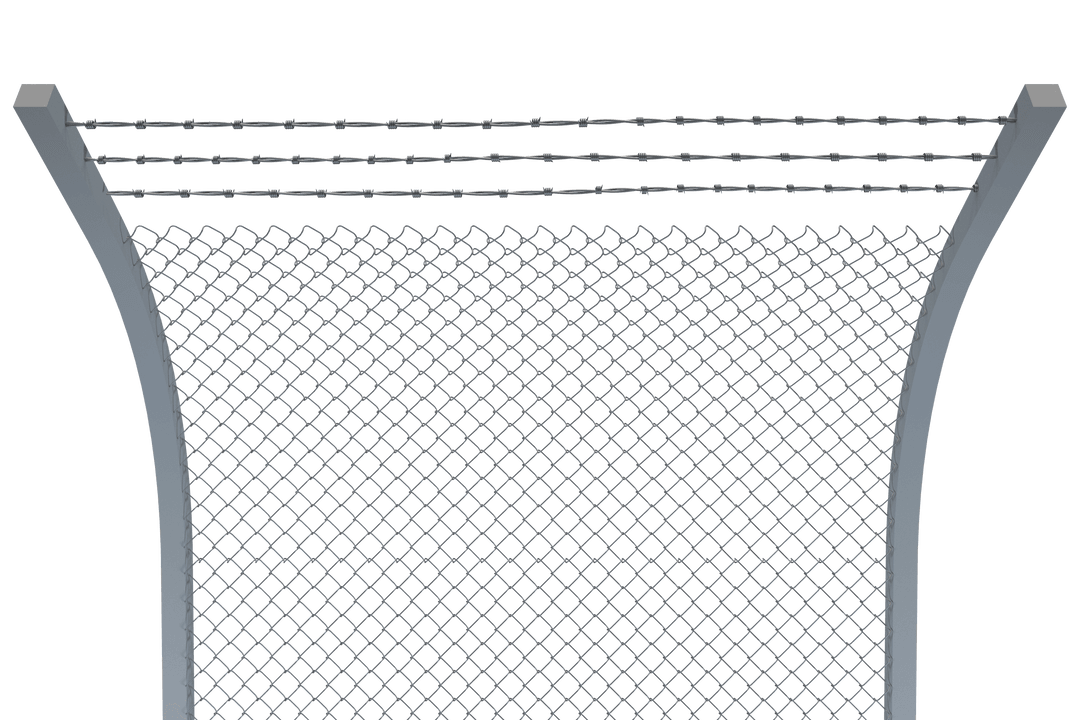 Gray Barbed Wire Fence on Transparent Background Illustration
