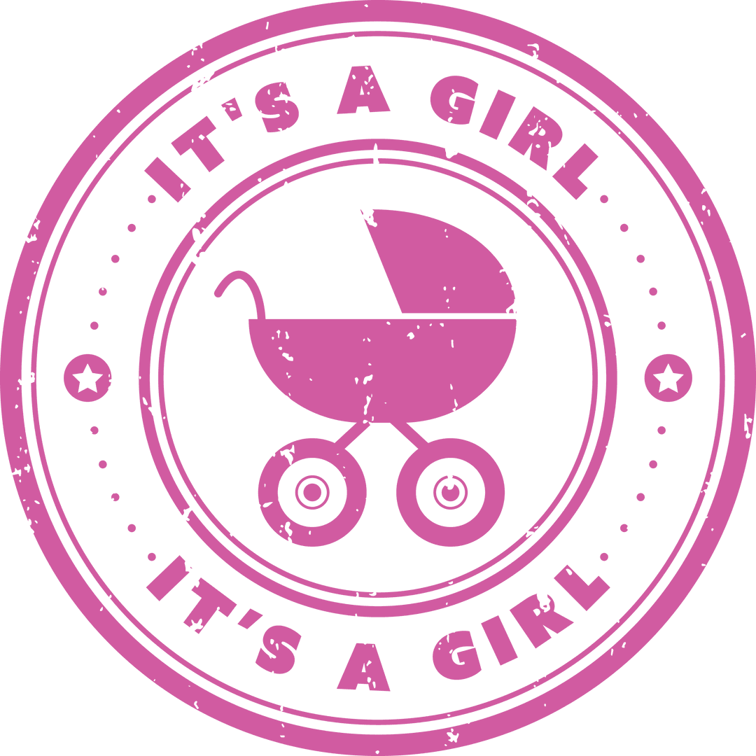 Pink It's A Girl Typography with Stroller Silhouette Transparent