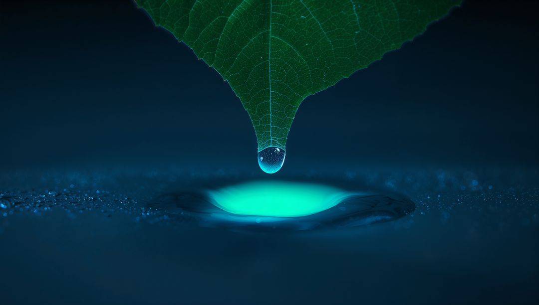 Macro Shot of Water Droplet on Leaf Creating Dramatic Reflection