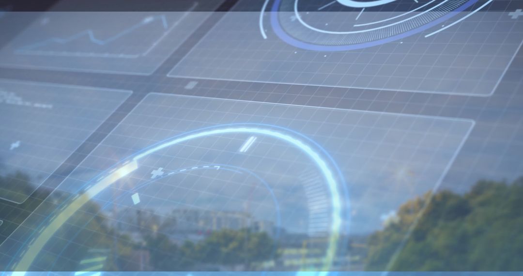 Futuristic Digital Interface with Urban Overlap