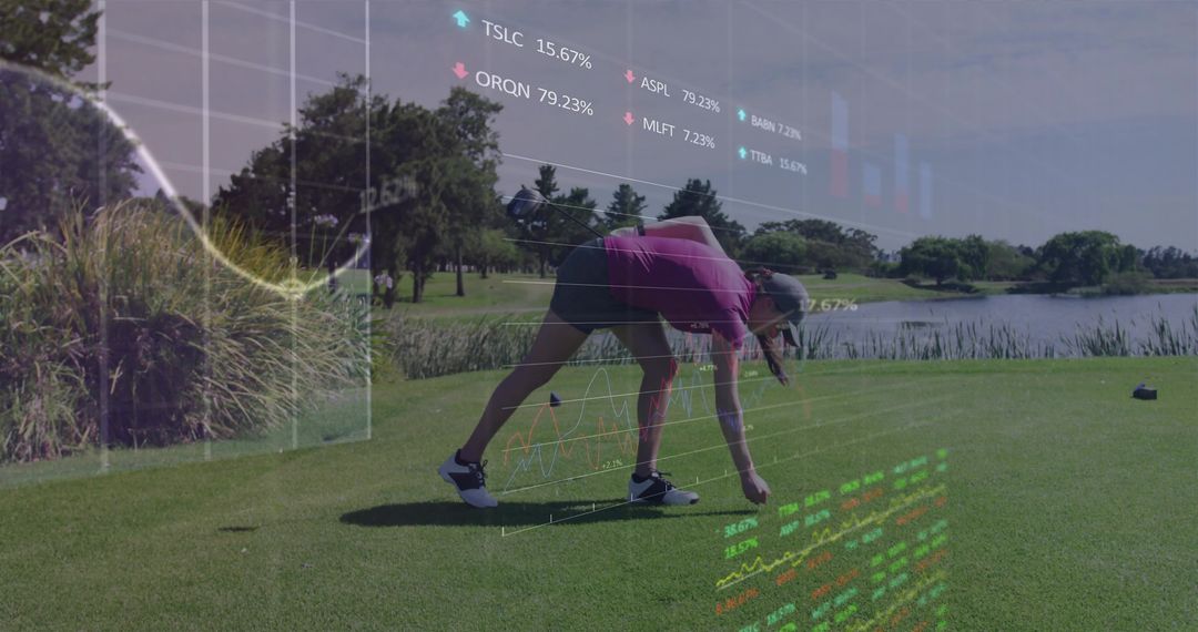 Golfer on Green with Interactive Stock Charts Overlayed