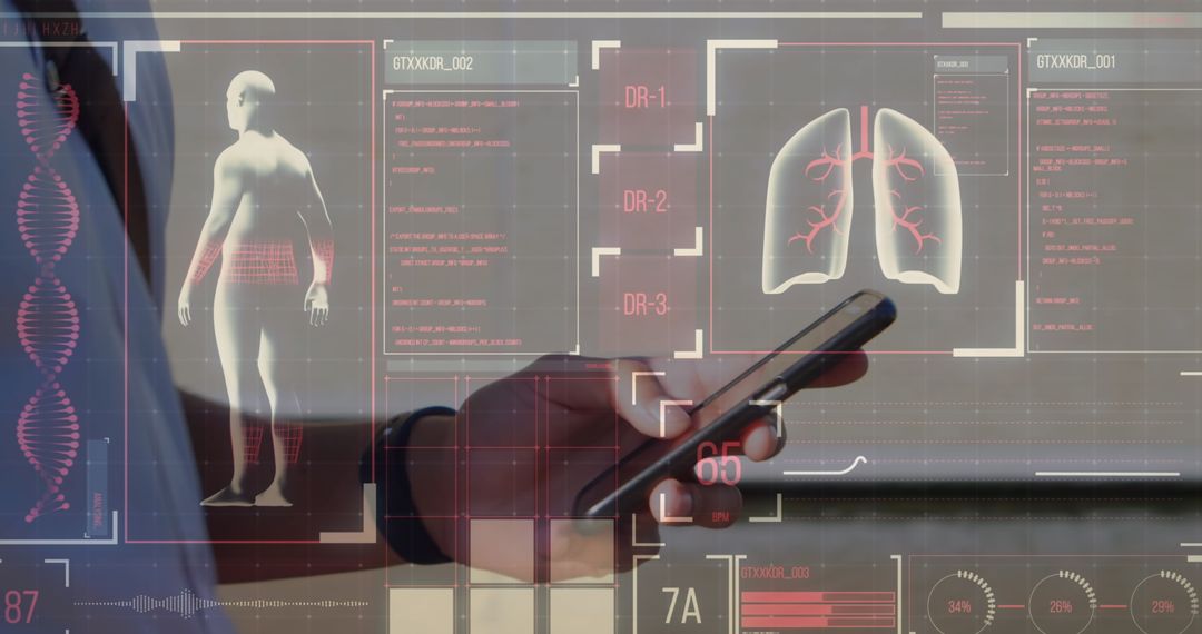 Healthcare Technology Concept: Doctor Using Smartphone for Data Management