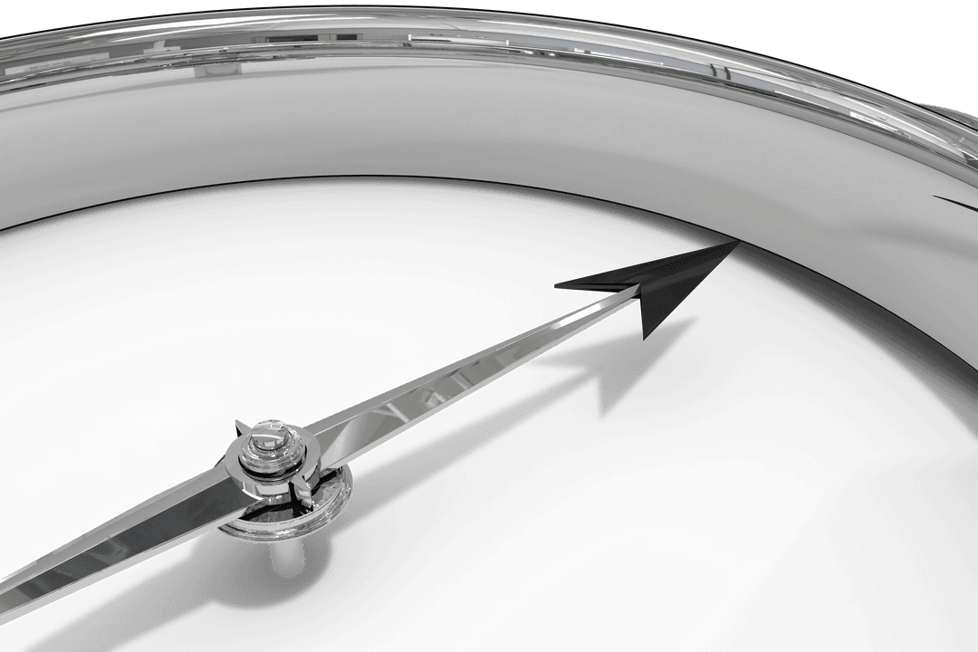 Silver Compass Needle on Transparent Background