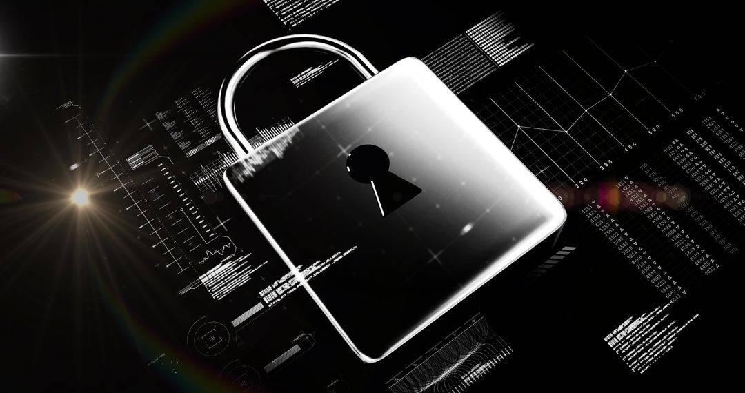 Floating Metallic Padlock Symbolizing Futuristic Cybersecurity