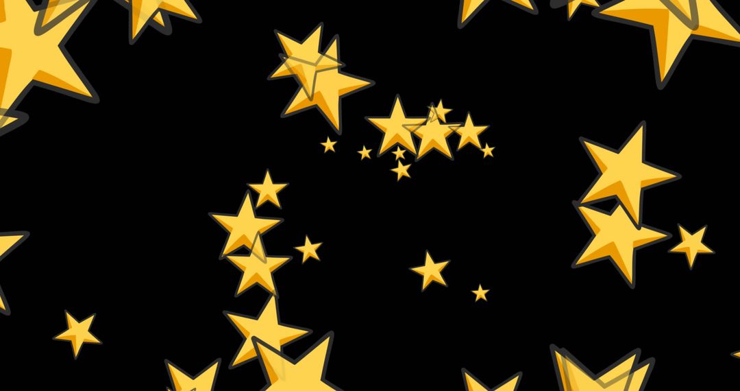 Floating Yellow Stars on Black Background
