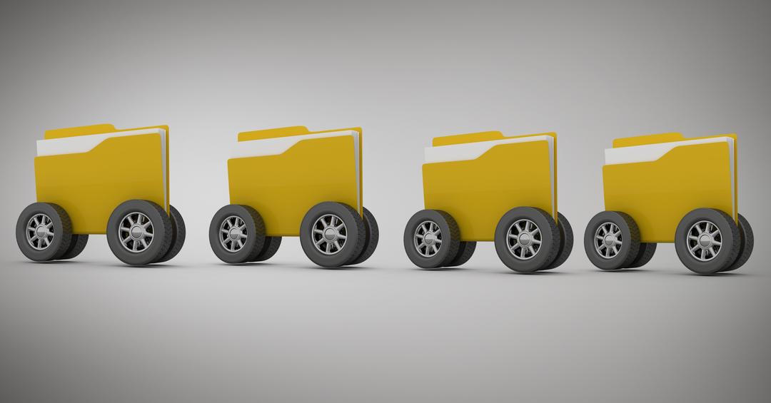 Folders with Wheels Representing Mobile Data Storage Concept - Free Images, Stock Photos and Pictures on Pikwizard.com