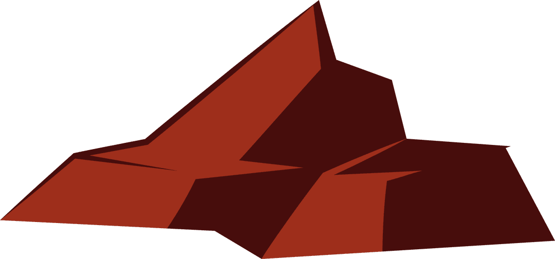 Geometric Red Rock Sculpture Art on Transparent Background