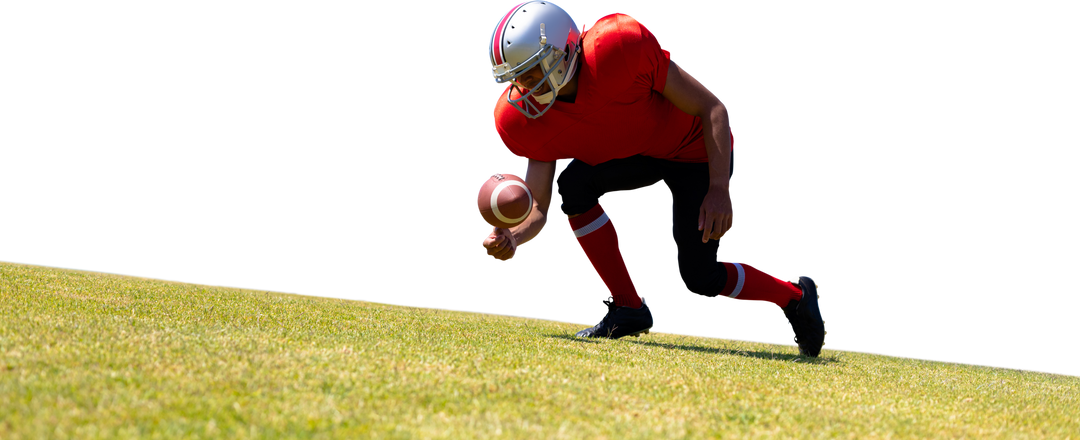 American Football Player Running with Ball on Grass Transparent Background - Download Free Stock Images Pikwizard.com